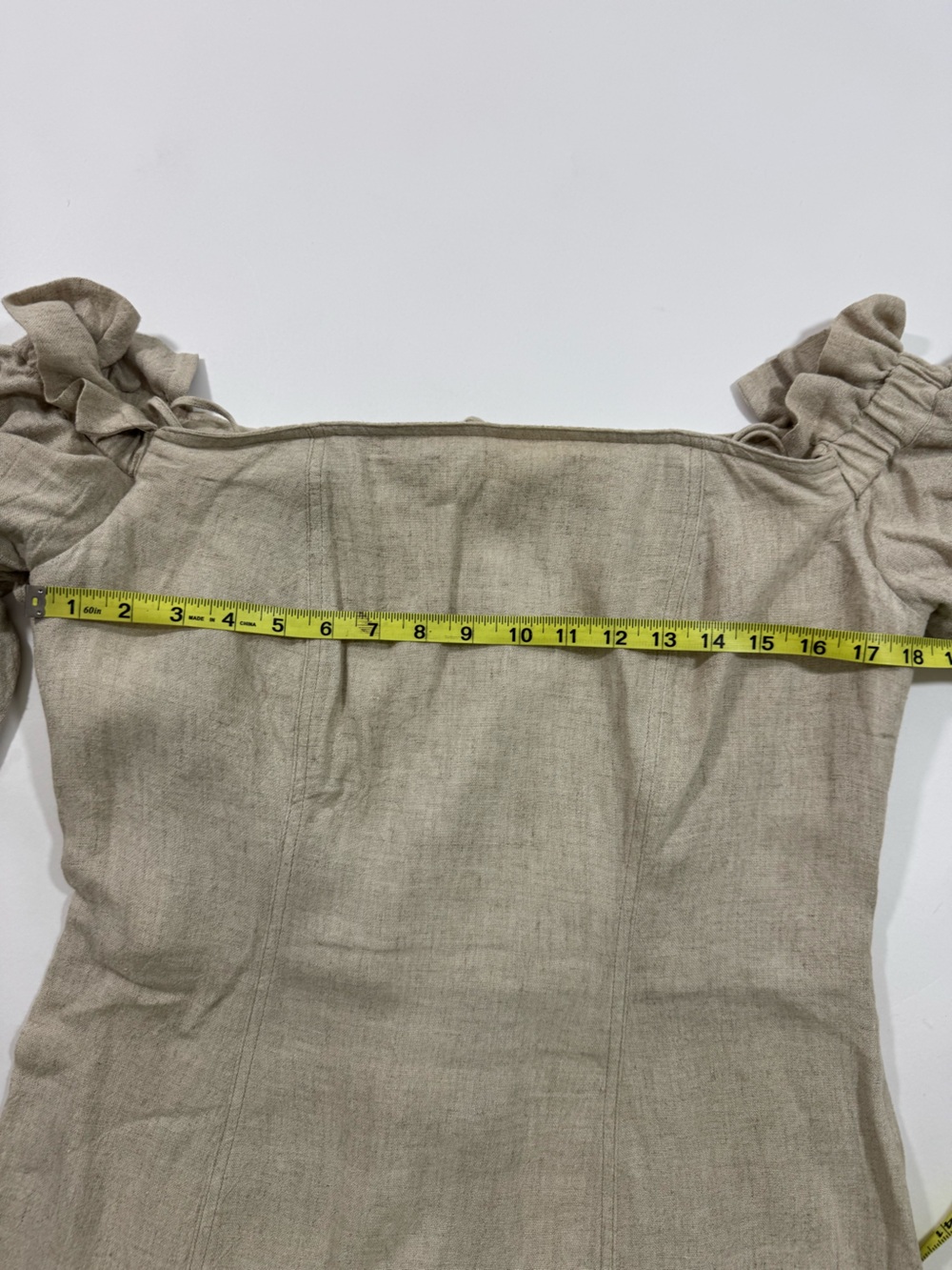Jan Barboglio Off Shoulder Ruffle Linen Dress - Picture 7 of 9